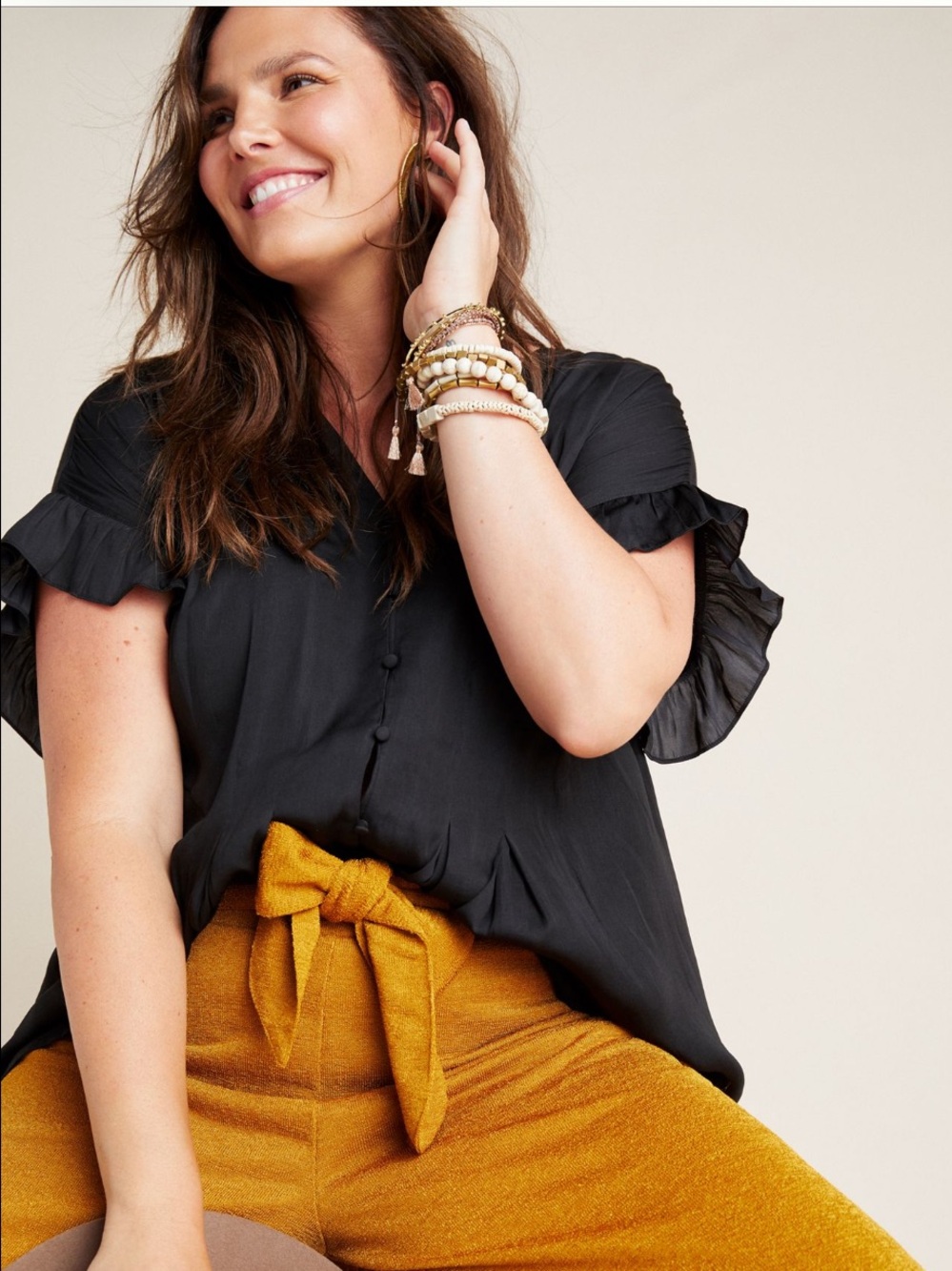 Anthropologie Dolan Left Coast Mitzi Pleated Blouse in Black